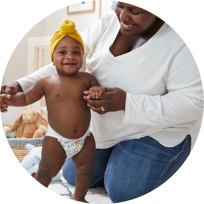 Mom with standing toddler